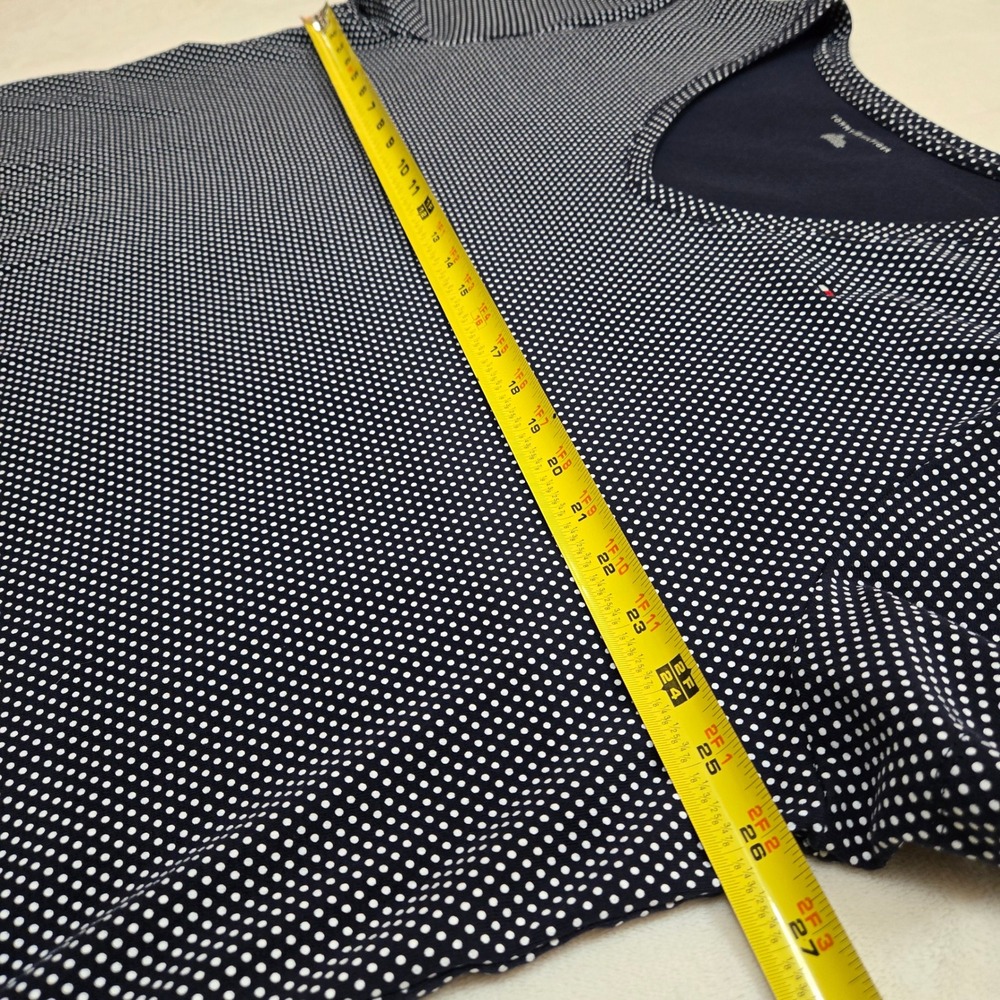 Tommy Hilfiger Womens 3X Navy Blue White Polka Dot V-Neck Cotton T-Shirt Logo - Picture 5 of 9